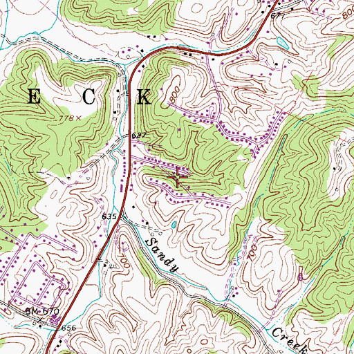 Topographic Map of Wakefield, WV