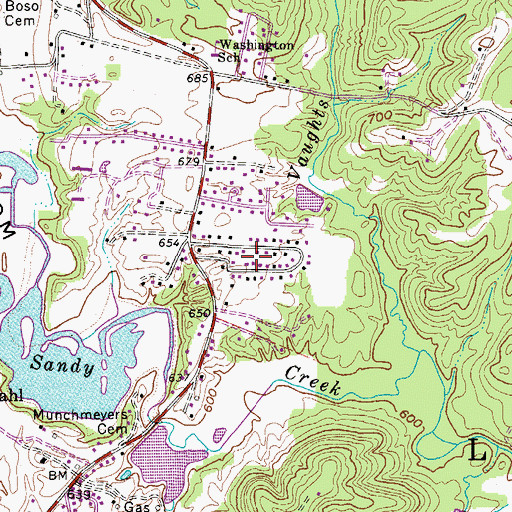 Topographic Map of Washington Gardens, WV