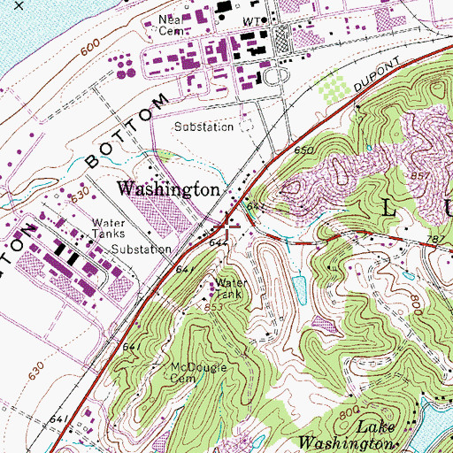 Topographic Map of Washington Post Office, WV