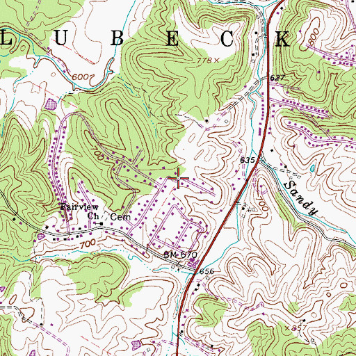 Topographic Map of Wells Subdivision, WV