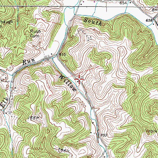 Topographic Map of Willow Run School (historical), WV