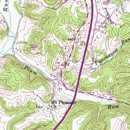 Topographic Map of Pigeonroost Run School (historical), WV