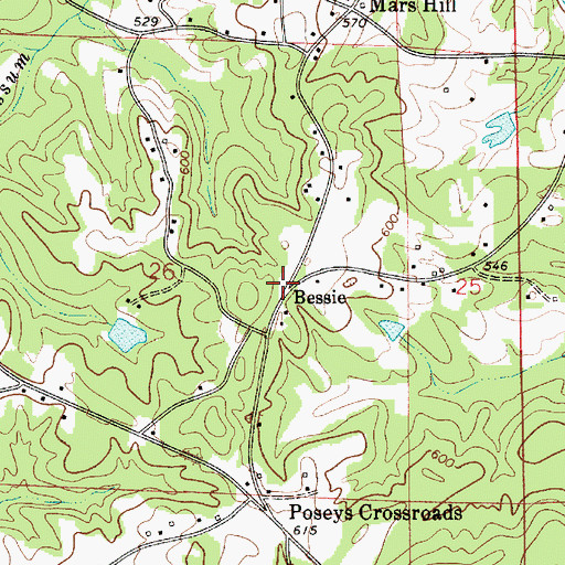 Topographic Map of Bessie, AL
