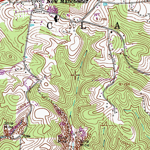 Topographic Map of Hancock County, WV