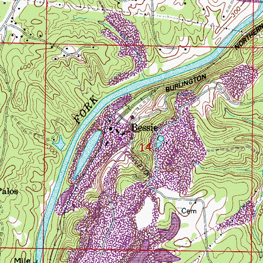 Topographic Map of Bessie, AL