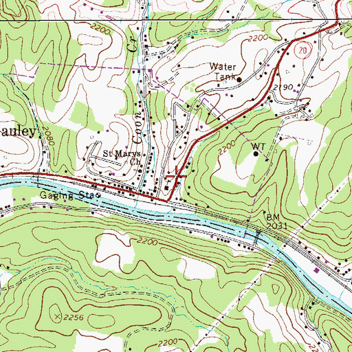 Topographic Map of Camden on Gauley, WV
