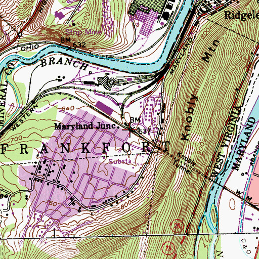 Topographic Map of Maryland Junction, WV