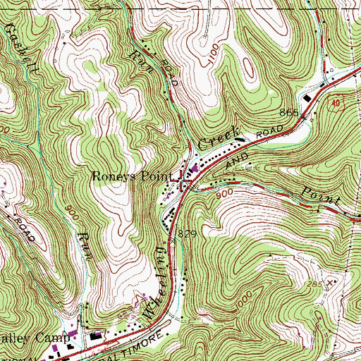 Topographic Map of Roneys Point, WV