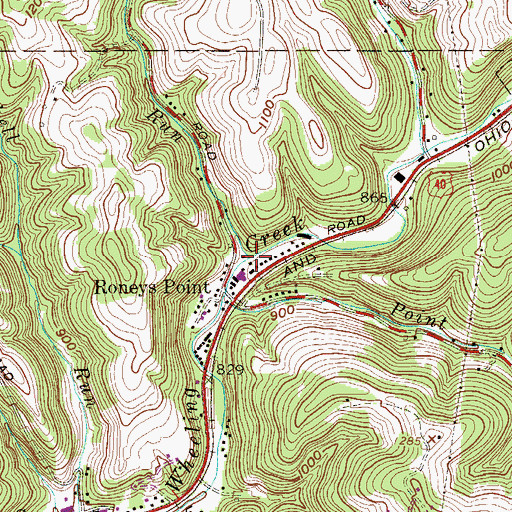 Topographic Map of Roneys Point Run, WV