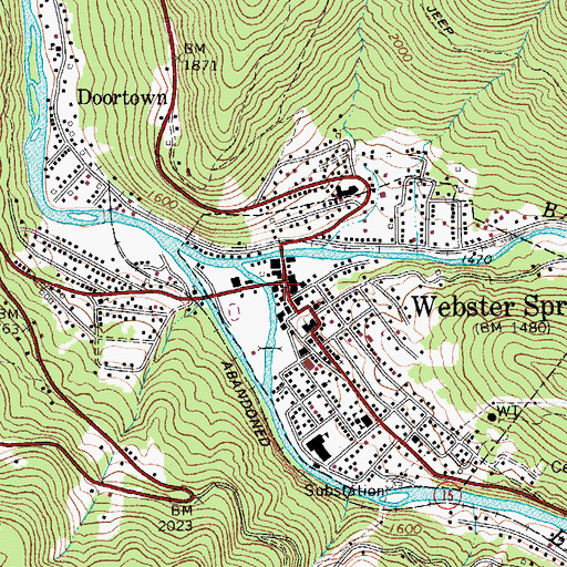 Topographic Map of Webster Springs, WV