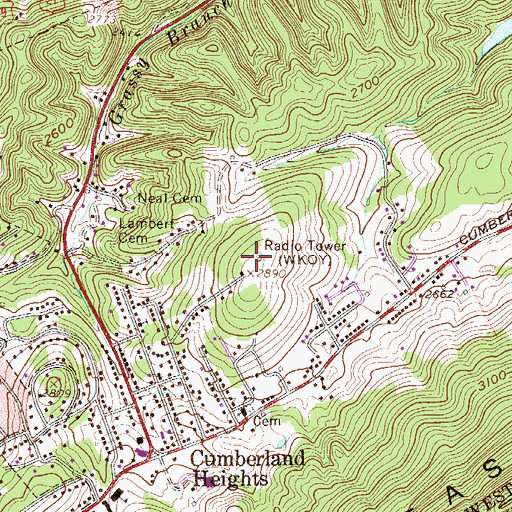 Topographic Map of WKOY Radio Tower (Sturgeon Bay), WV