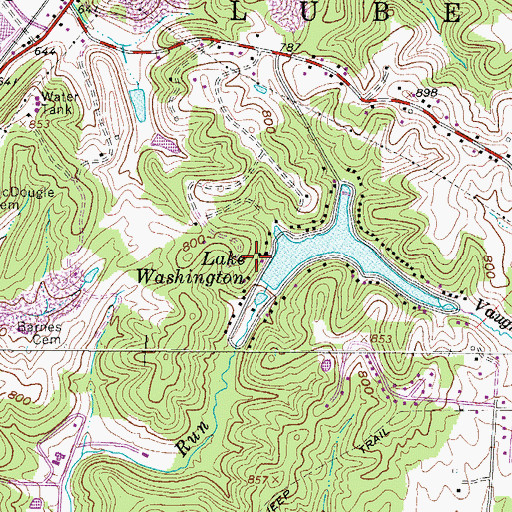 Topographic Map of Lake Washington Dam, WV