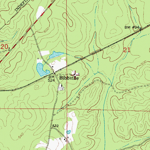 Topographic Map of Bibbville, AL