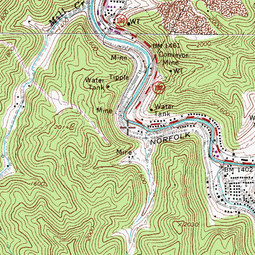 Topographic Map of Alpheus, WV
