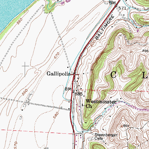 Topographic Map of Gallipolis, WV