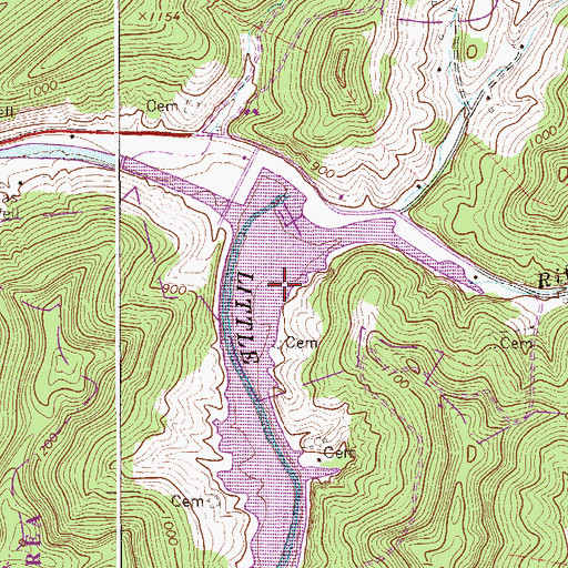 Topographic Map of Burnsville Lake Dam, WV