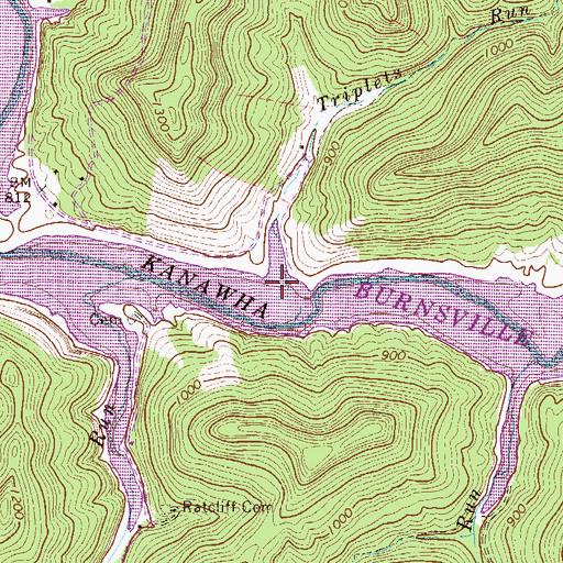 Topographic Map of Burnsville Lake, WV