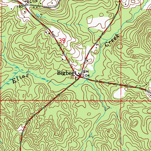 Topographic Map of Bigbee, AL