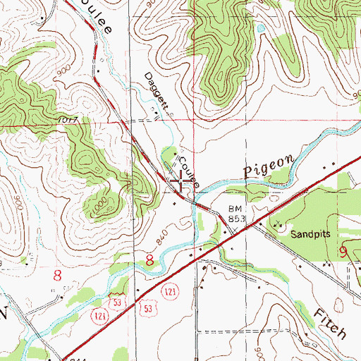Topographic Map of Daggett Coulee, WI