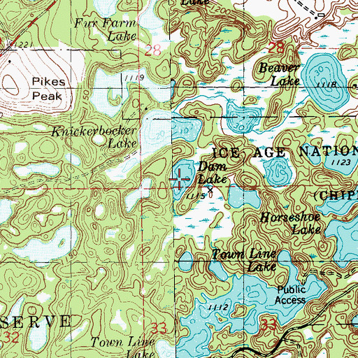 Topographic Map of Dam Lake, WI