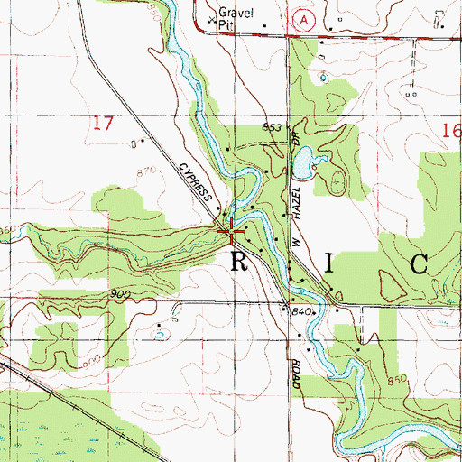 Topographic Map of Kroenke Creek, WI