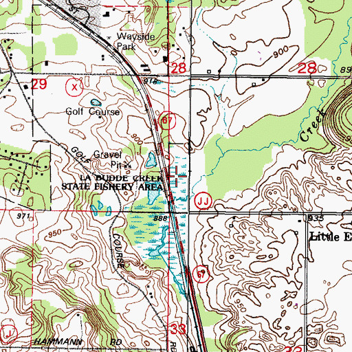 Topographic Map of La Budde Creek State Wildlife Area, WI