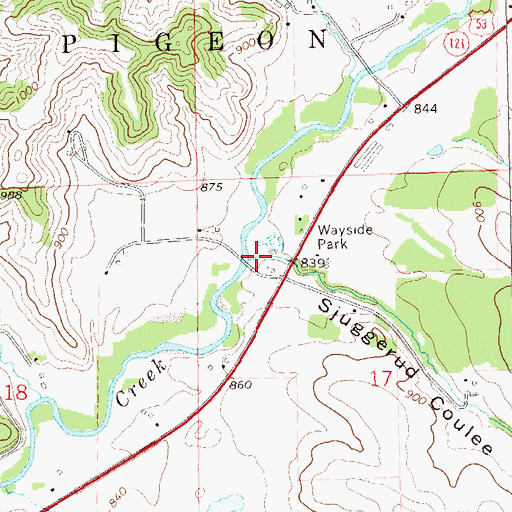Topographic Map of Sjuggerud Coulee, WI