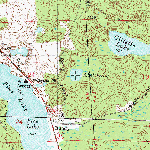Topographic Map of Abel Lake, WI