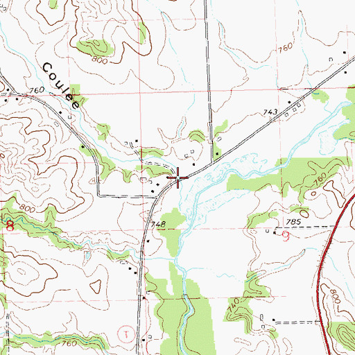 Topographic Map of Abraham Coulee, WI