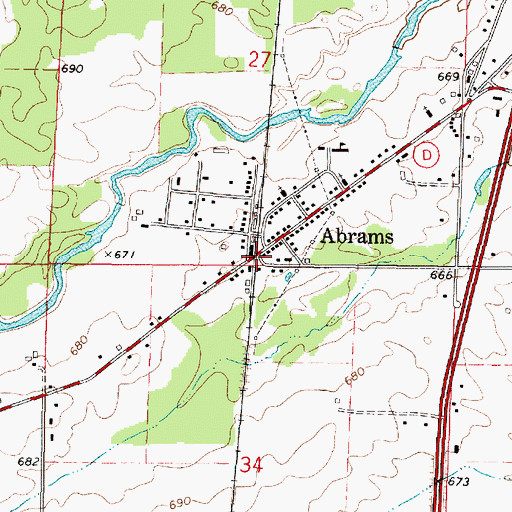 Topographic Map of Abrams, WI