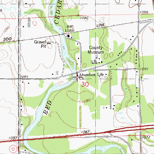 Topographic Map of Abundant Life Church, WI