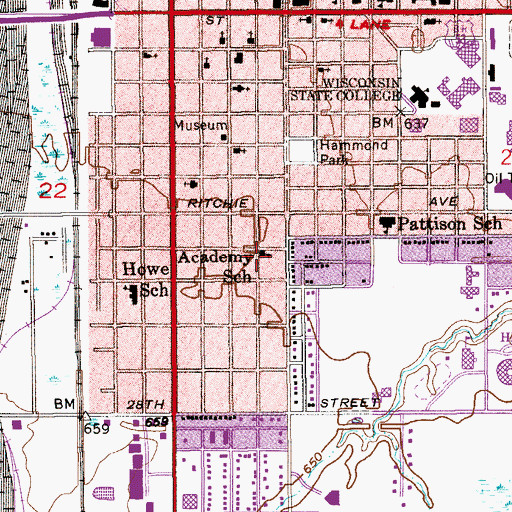 Topographic Map of Academy School, WI