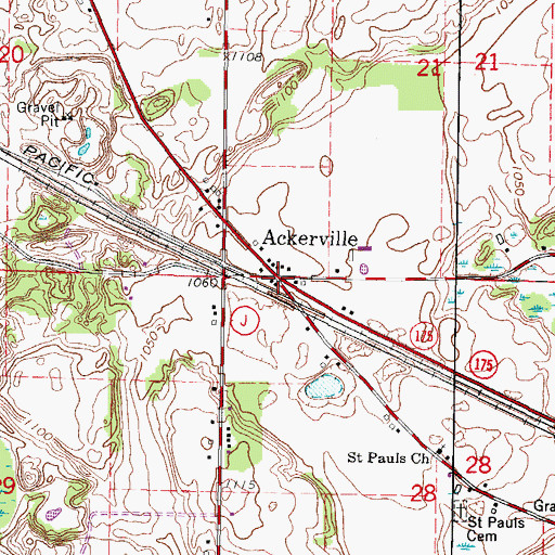 Topographic Map of Ackerville, WI