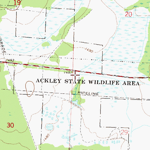 Topographic Map of Ackley State Wildlife Areas, WI