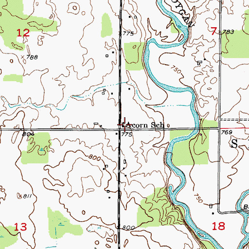 Topographic Map of Acorn School, WI