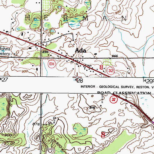 Topographic Map of Ada, WI