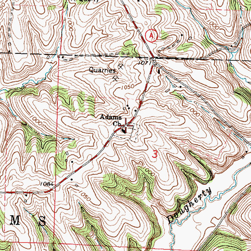 Topographic Map of Adams Church, WI