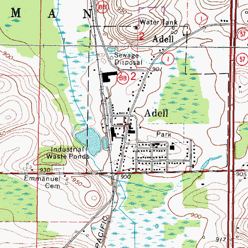 Topographic Map of Adell, WI