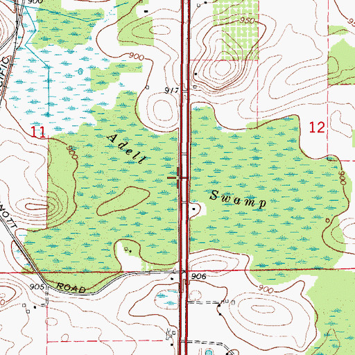 Topographic Map of Adell Swamp, WI
