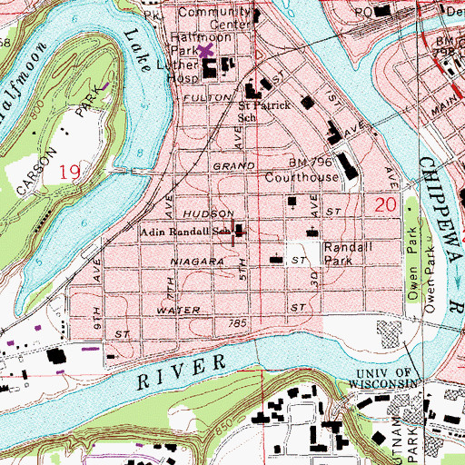 Topographic Map of Randall Elementary School, WI