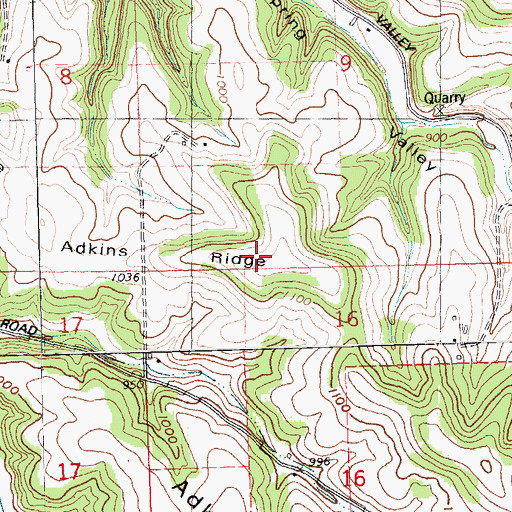 Topographic Map of Adkins Ridge, WI