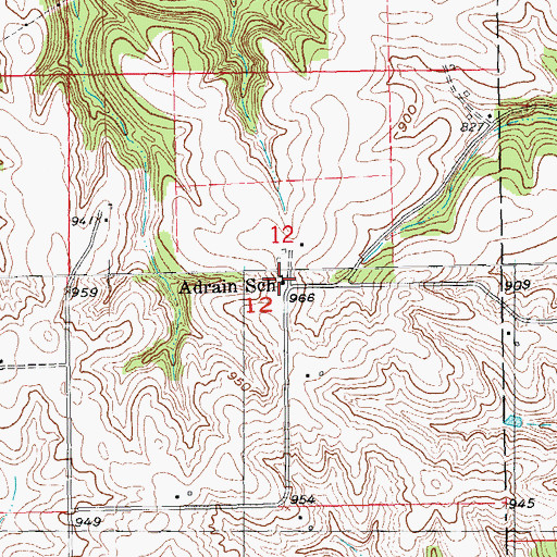 Topographic Map of Adrain School (historical), WI