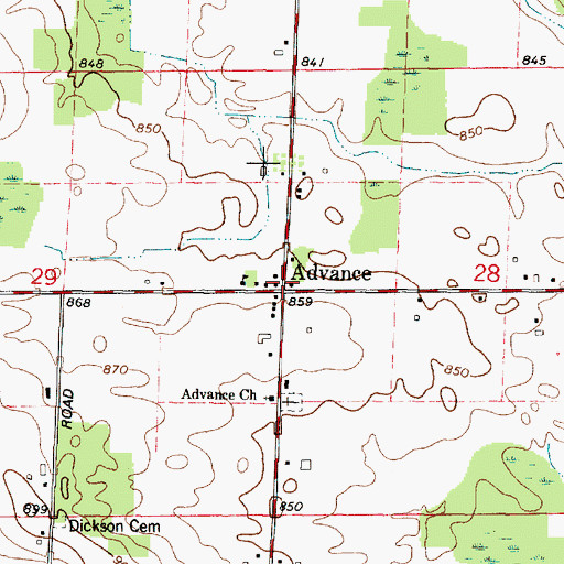 Topographic Map of Advance, WI