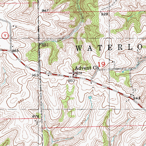 Topographic Map of Advent Church, WI