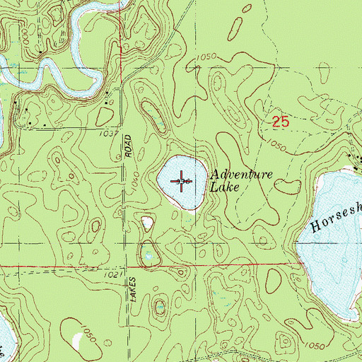 Topographic Map of Adventure Lake, WI