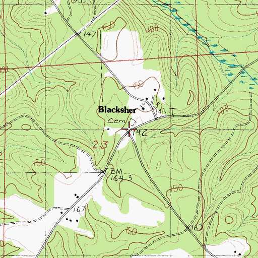 Topographic Map of Blacksher, AL