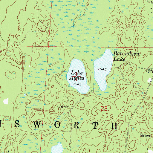 Topographic Map of Lake Agnes, WI