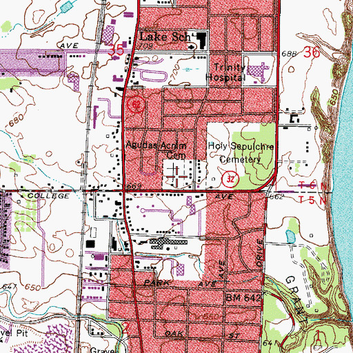 Topographic Map of Agudas Achim Cemetery, WI