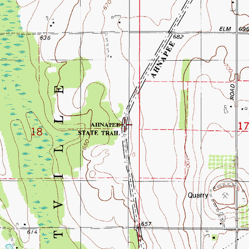 Topographic Map of Ahnapee State Trail, WI