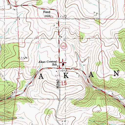 Topographic Map of Akan Central Elementary School, WI